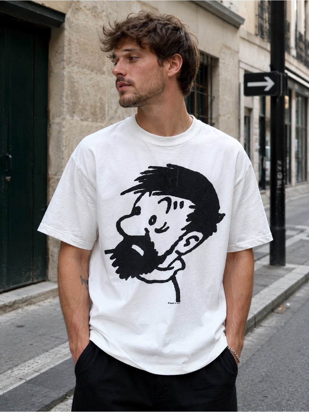 Vintage 90s Tintin Capitaine Haddock short sleeve unisex 100%cotton size xlarge